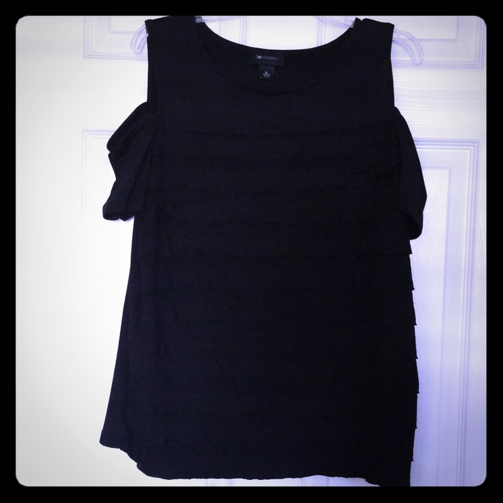 Ruffle "cold shoulder" shirt